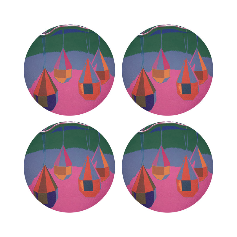 Ornaments Pebble 16" Vinyl Placemat, Pink Neon