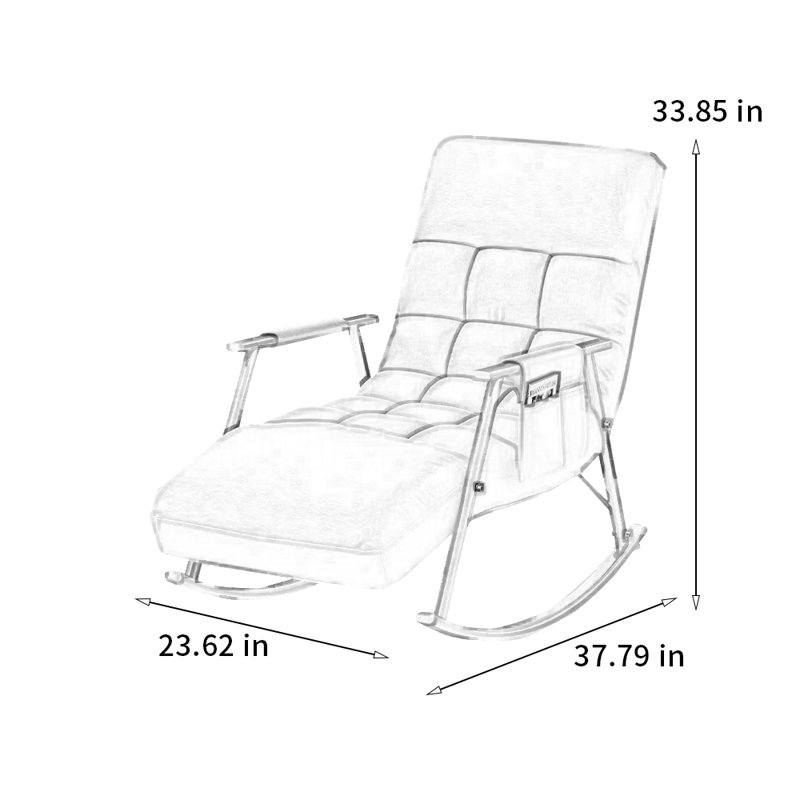 Chaise berçante réglable ergonomique en métal, Gris, Or