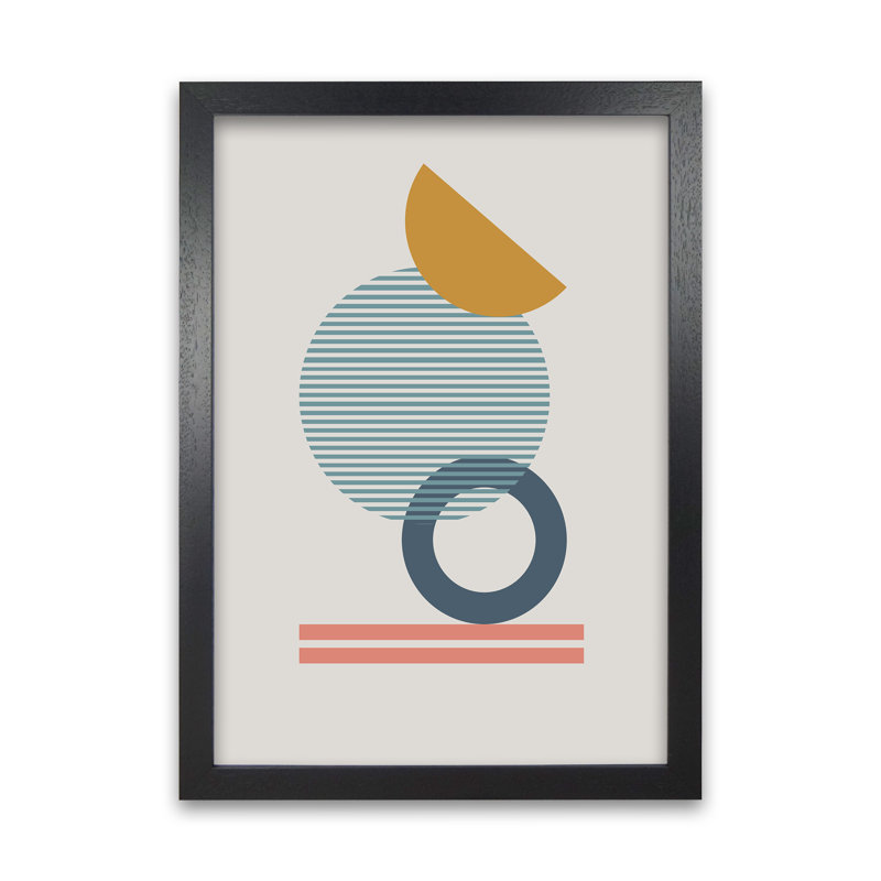 Mid Century Modern On Grey E - Print, Black Frame, 30cm H x 21cm W x 3cm D