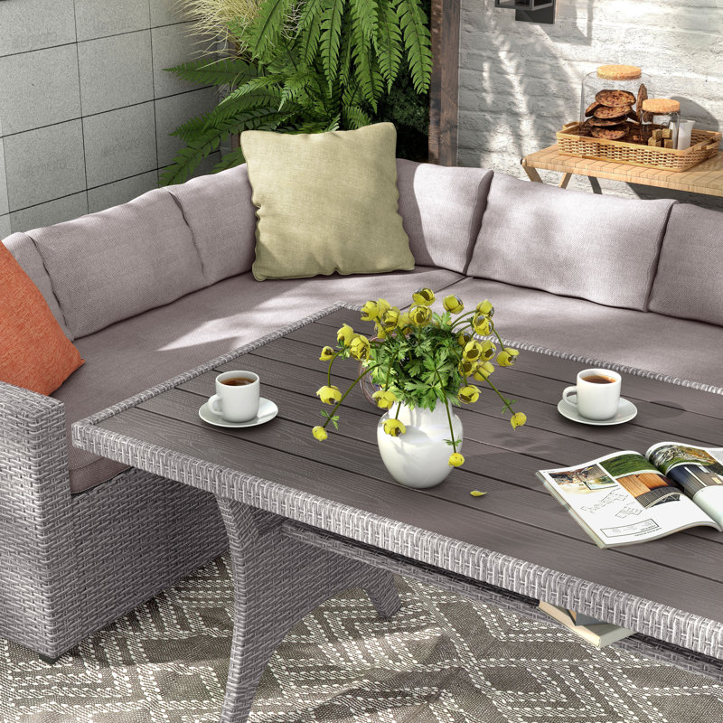Ensemble de conversation modulaire avec table de salle à manger Rasonny, Gris