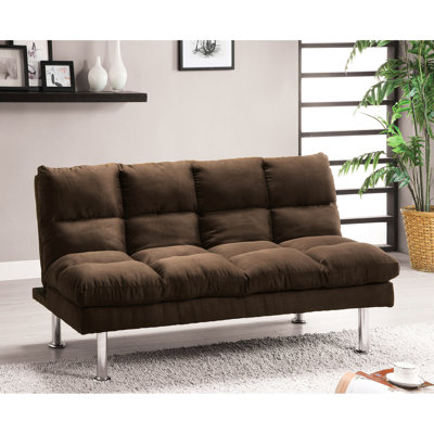 Microfiber Futon Bed With Contemporary Vibe In Dark Brown, Base And Extra Leg Support, Converts Fast, 67"W - Brown Microfiber, Support For Turn Around
