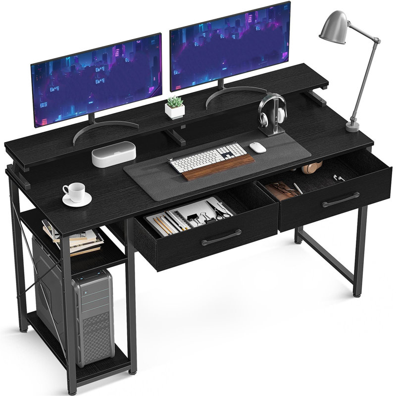 Birna Metal Base Computer Table, Black