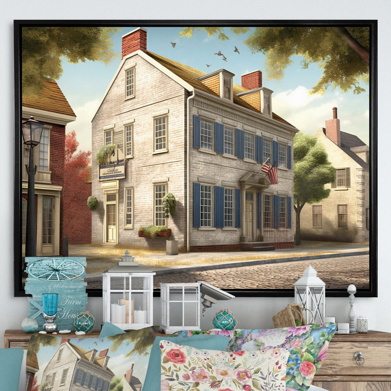 «Delaware 1950S Village II», reproduction sur toile encadrée, H 12 po x l 20 po x P 1 po, Cadre flottant noir