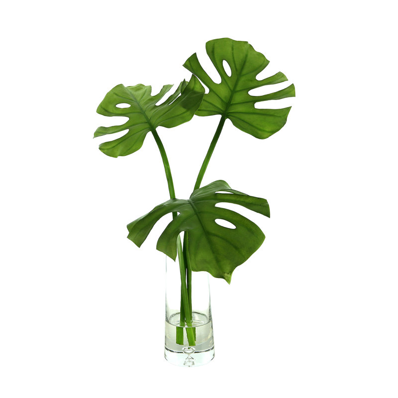 23'' Faux Philodendron Plant in Glass Vase