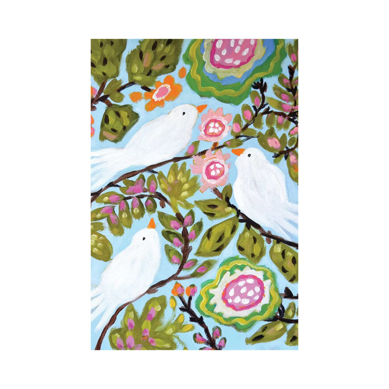 Sweet Love Birds I by Karen Fields - Wrapped Canvas Painting, 20.32 cm H x 30.48 cm W