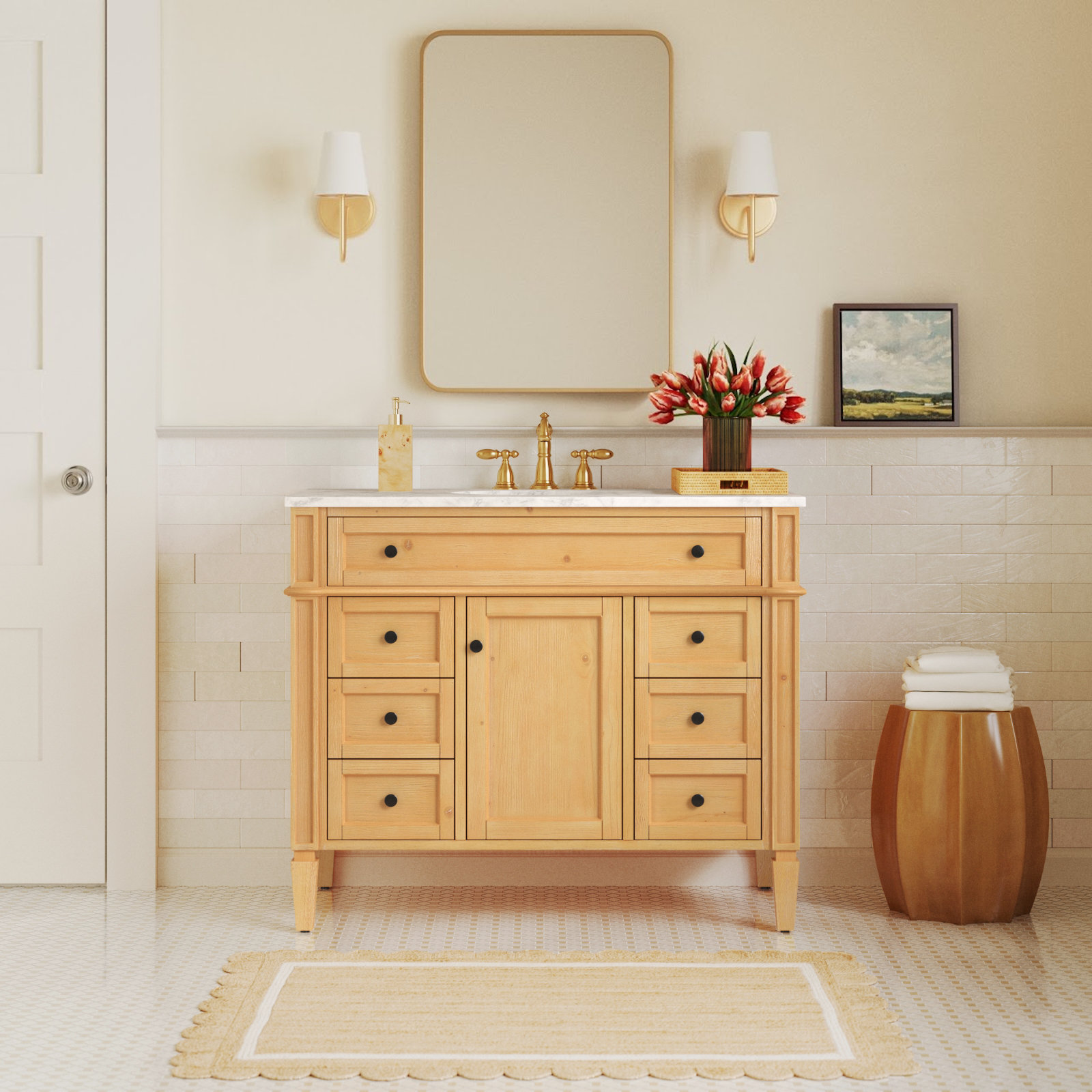 Rivers 42'' Single Bathroom Vanity, Natural Wood