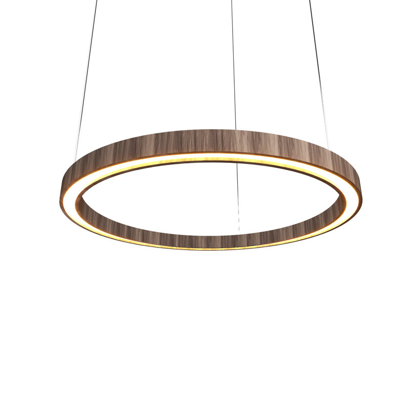 Lustre tambour unique à 1 lumière DEL, Noyer noir, H 1,56 po x l 31,2 po x P 31,2 po
