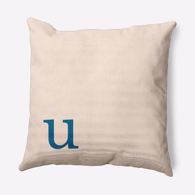 Coussin décoratif moderne Modern Monogram, Automne bleu, 16 po x 16 po, U