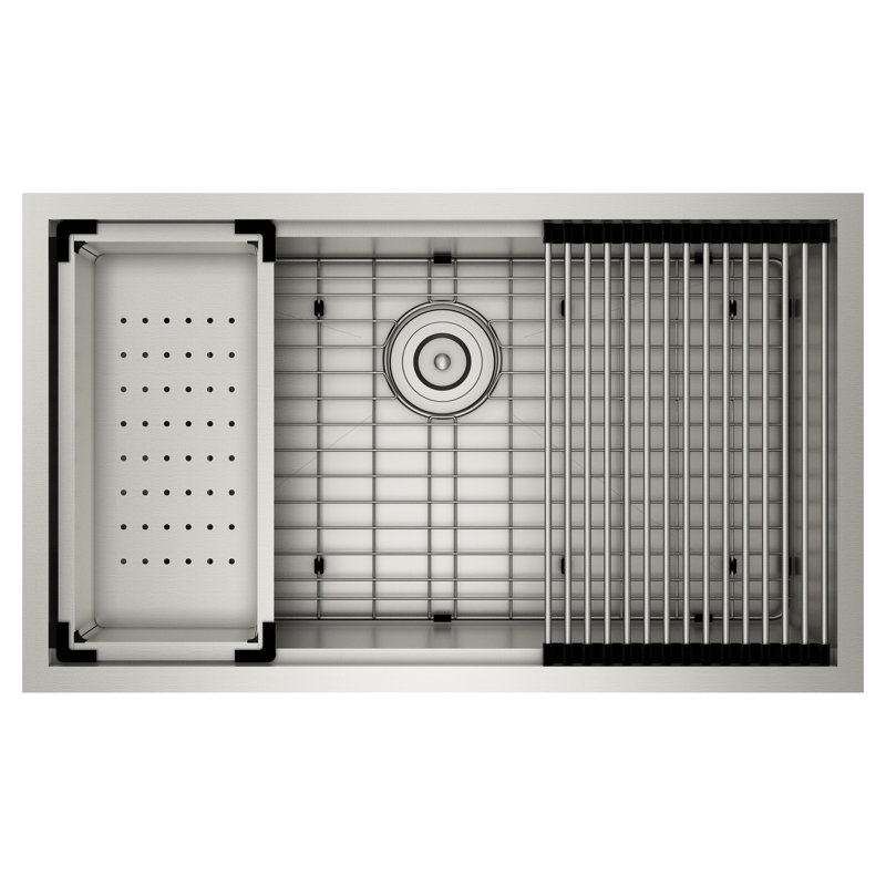 Luxe Chef 32" Stainless Steel Undermount Single Bowl Workstation Sink