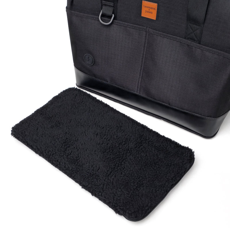 Sac de transport pour animaux résistant à l'eau avec coussin pour ours en peluche, tissu Ripstop et laisse intégrée, Noir