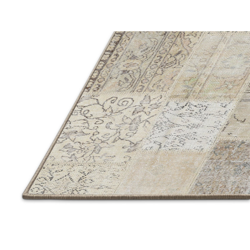 Tapis contemporain gris / beige, Rectangle 8 pi x 12 pi