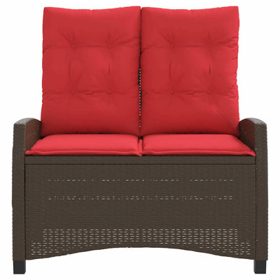 Reclining Garden Bench With Cushions Poly Rattan