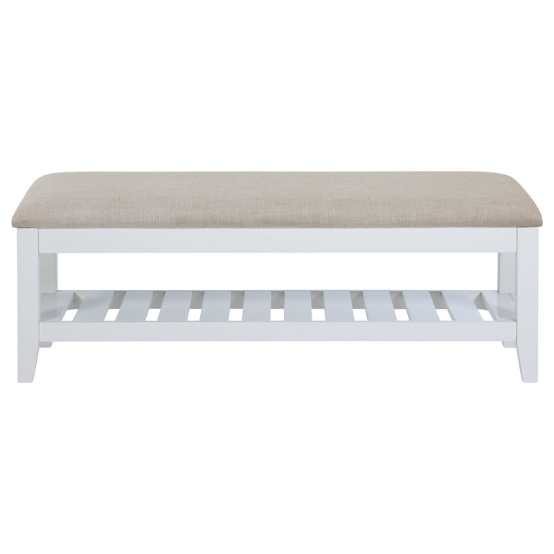 Banc rembourré rectangulaire avec tablette Eukene blanc