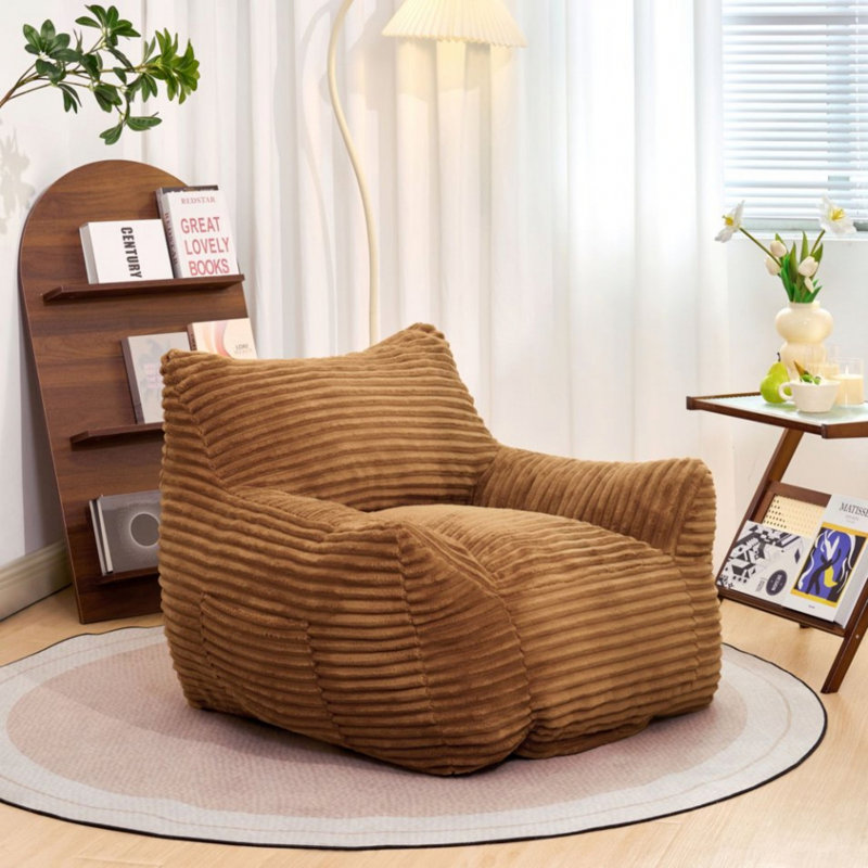 Fauteuil à billes, fauteuil de plancher pour salon, chambre à coucher, dortoir, Brun