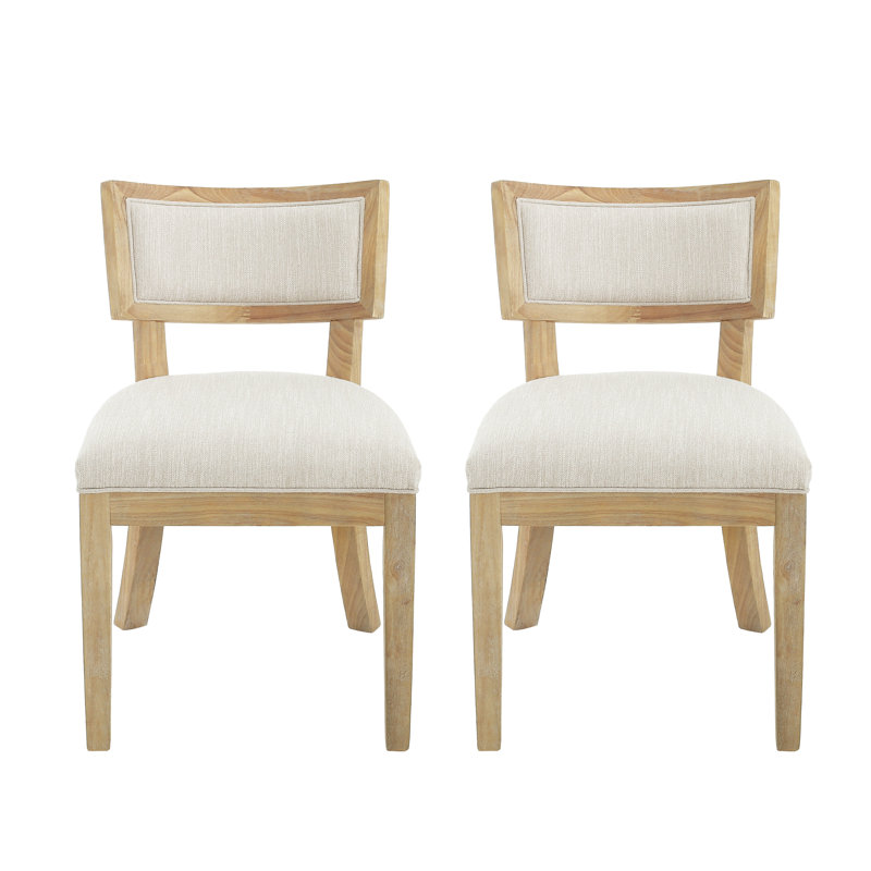 Ensemble de 2 chaises avec coussins moelleux et pieds en bois, Naturel