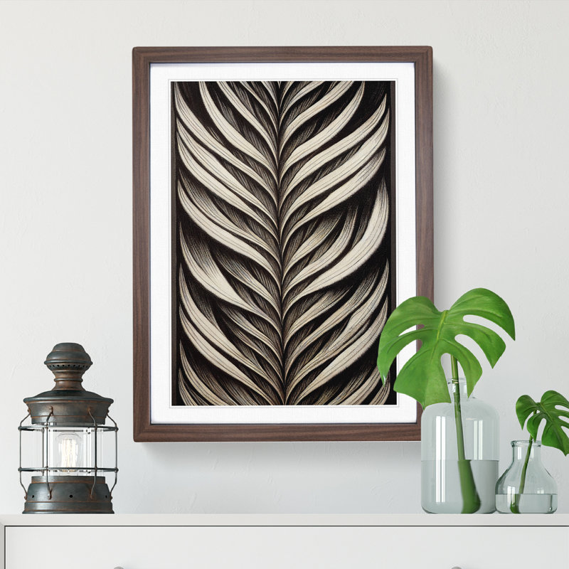 Traditional Feather - Wall Art, 66cm H x 48cm W, Walnut Framed, White
