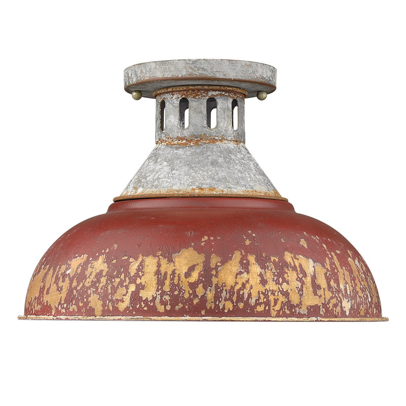 Mercado Steel Semi Flush Mount, Antique Red