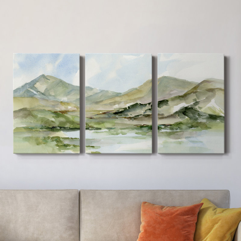 Serene Mountains II - toile tendue avec châssis de qualité supérieure - prête à être accrochée, H 60 po x l 120 po x P 1 po