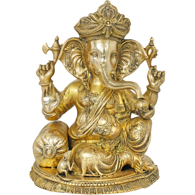 Figurine Chathanghuja relaxante Ganesha assise sur une Chowki
