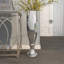 Grand vase en forme de flûte de champagne argenté avec incrustation de miroir en mosaïque-799500530