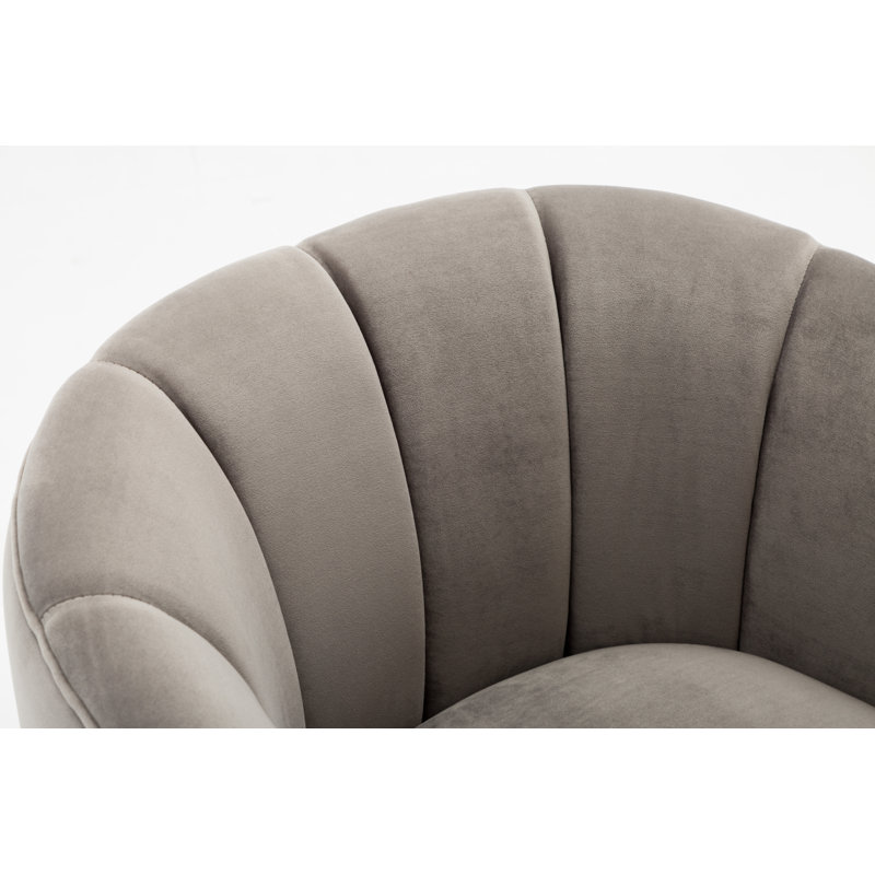 Fauteuil demi-tonneau Tellico, Velours gris foncé