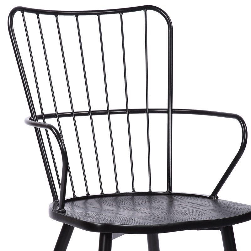 Chaise d'appoint Cataleya à haut dossier en acier et finition thermolaquée noire