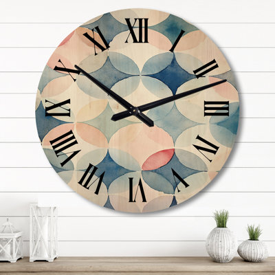 Horloge murale en bois surdimensionnée à l'aquarelle