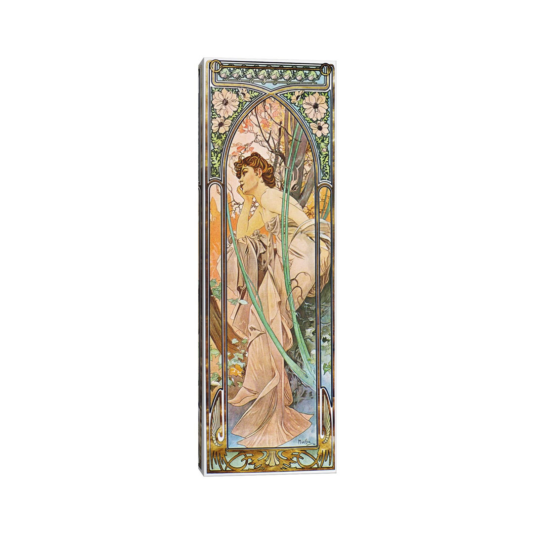 Evening Reverie, 1899 by Alphonse Mucha - Wrapped Canvas Panoramic Print