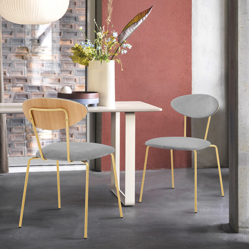 Chaise d'appoint en tissu Matherne, Doré, Gris