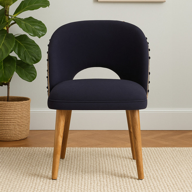 Kopp 48cm H Cotton Upholstered Side Chair in Black