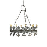 Venetian 8 - Light Candle Style Wagon Wheel Chandelier with Wrought Iron Accents