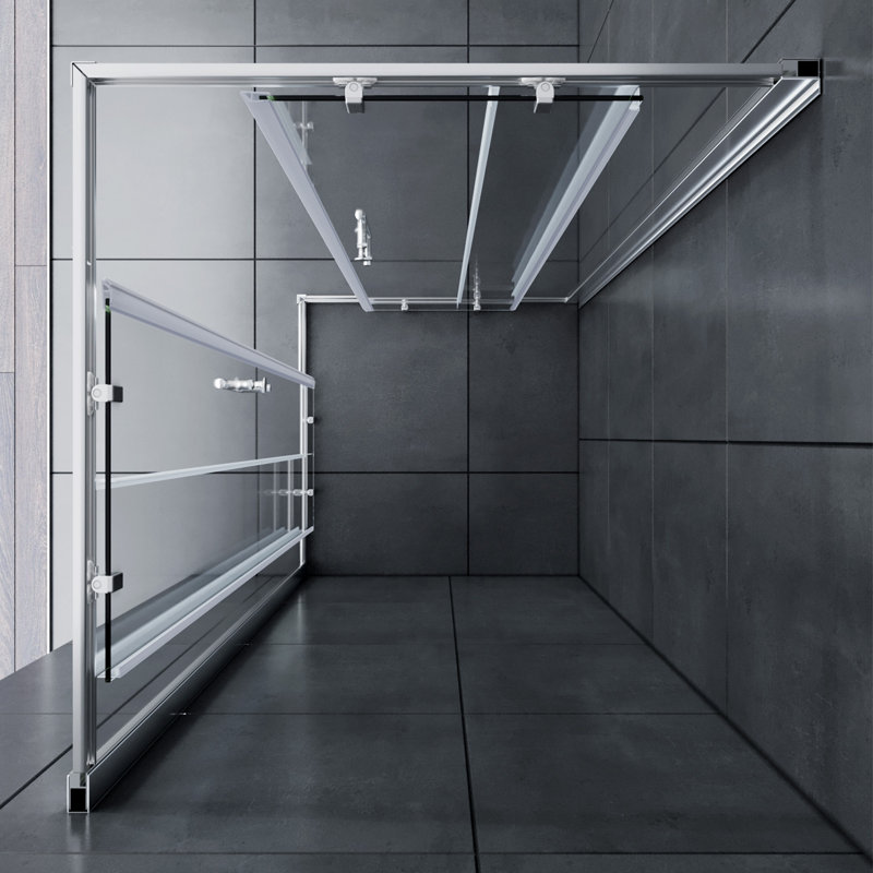 Neha Double Added Framed Shower Door with Clear Glass, 195cm H x 90cm W x 80cm D