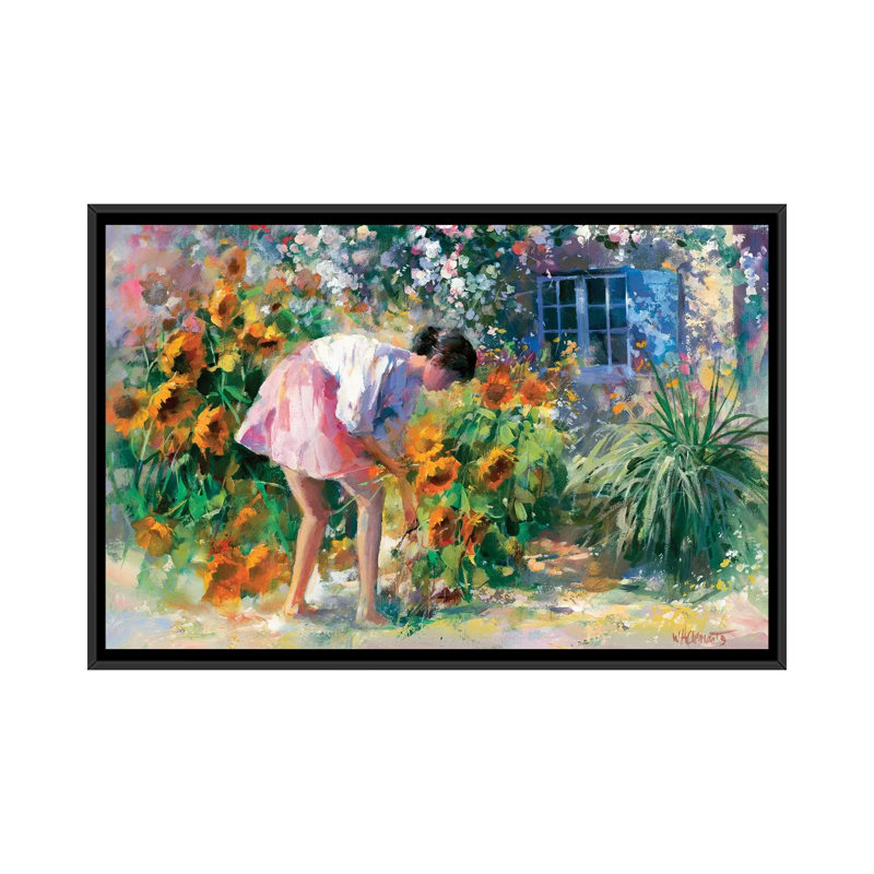 « romantiqueo uno », impression sur toile, H 18 po x l 26 po x P 1,5 po, Toile avec cadre noir, Pas de tapis