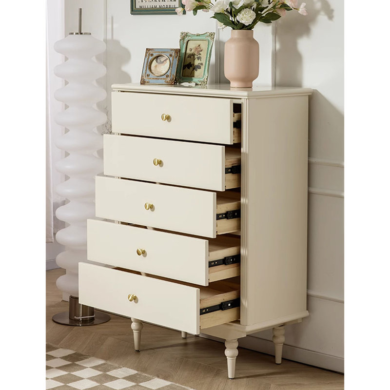 Commode d'appoint simple en bois massif blanc