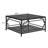 Square Glass Coffee Table in 33.5",Luxurious Geometric Metal Frame,Gold Finish & Lower Shelf-1902772713