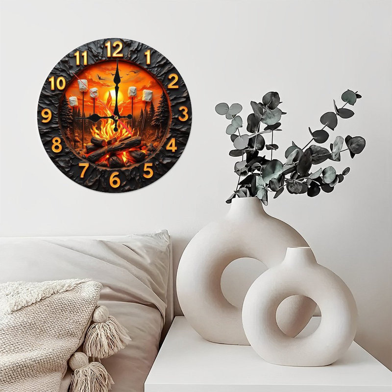Campfire Sunset Marshmallows Clock