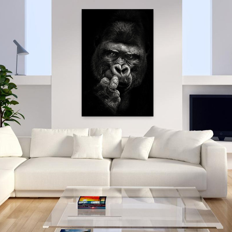 Art contemporain Portrait de singe gorille contemporain, H 48 po x l 32 po