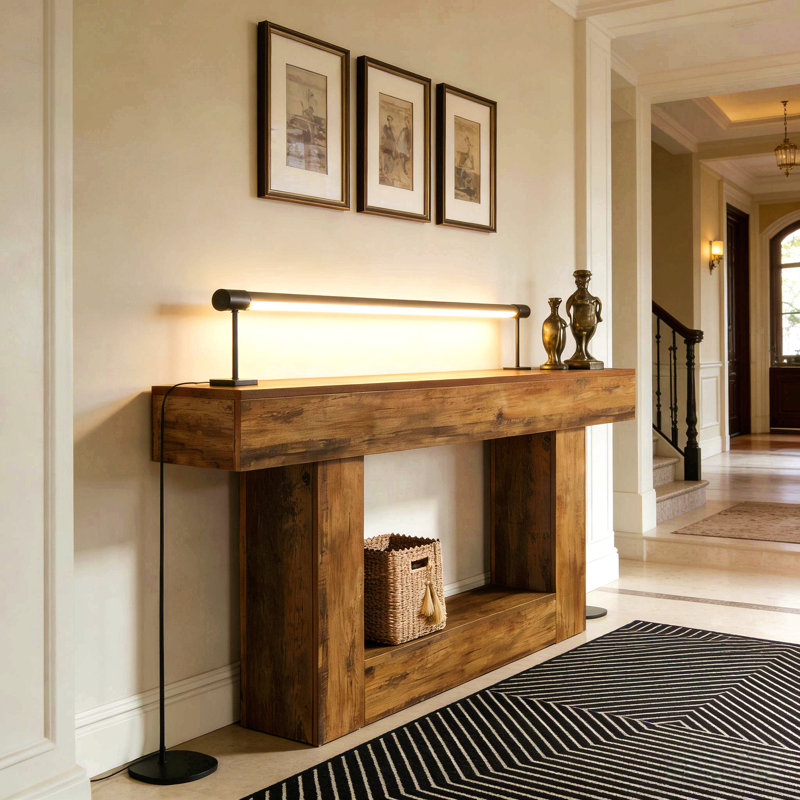 2-Tier Hall Table,Sofa Table,Console Table, Rustic Brown