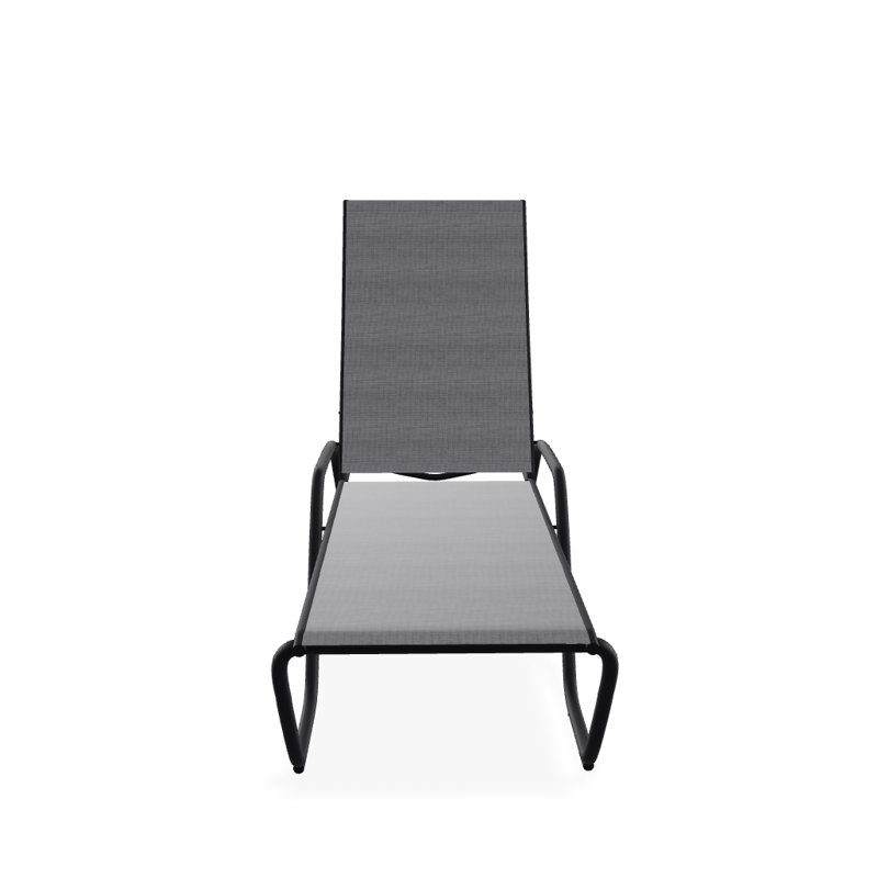 Outdoor Rust-Resistant Metal Chaise Lounge, Textured Black, Augustine Pewter