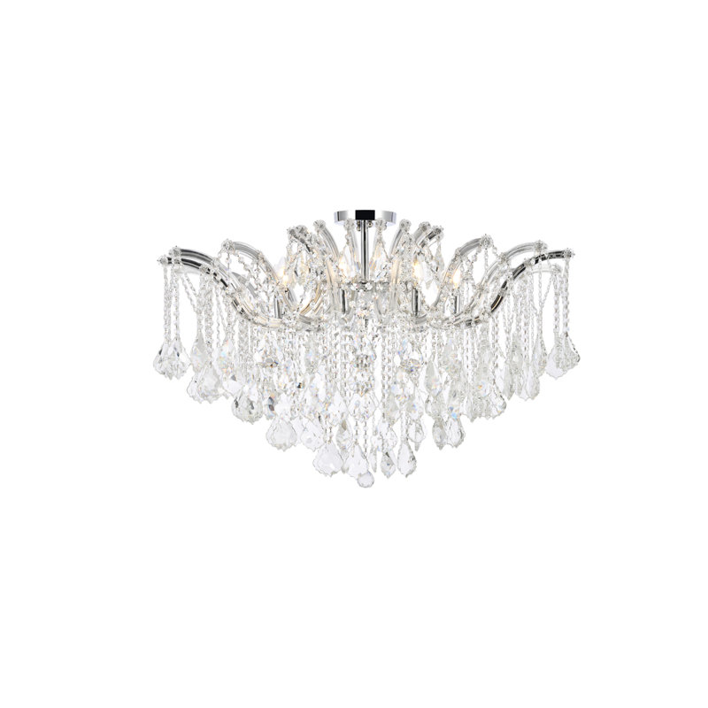 Cristal taillé royal transparent Maria Theresa Maxfield, Chrome chrome, H 25 po x l 36 po x P 36 po, 8 lumières