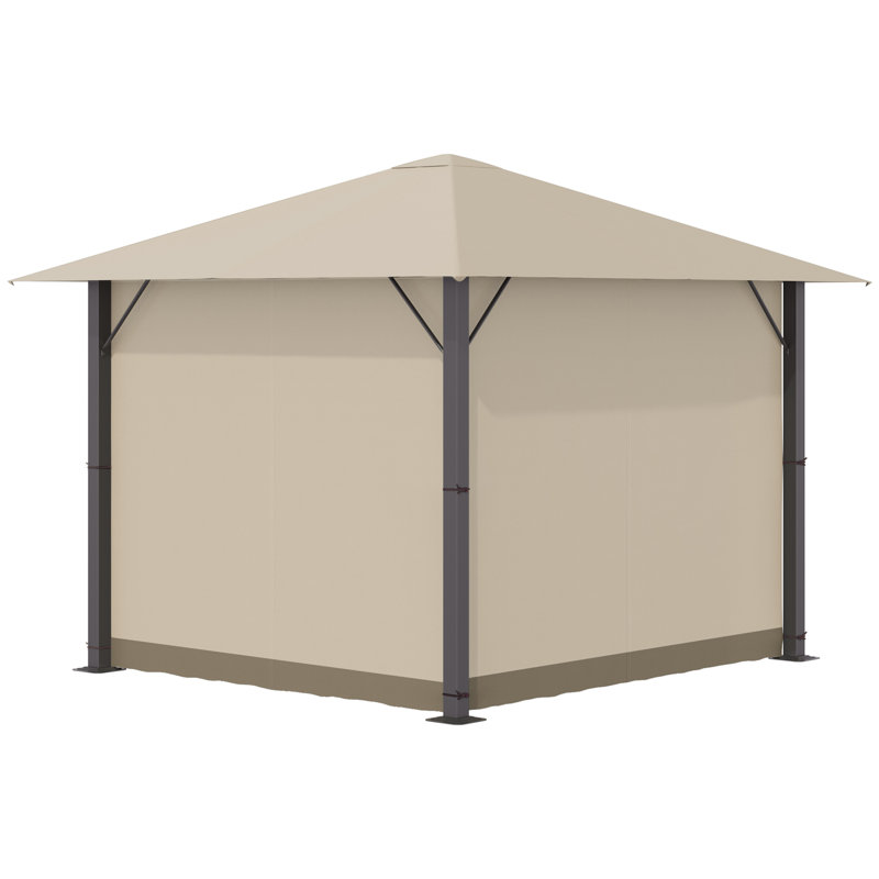 Pavillon de jardin en acier, Kaki, H 102 po x l 116,4 po x P 116,4 po