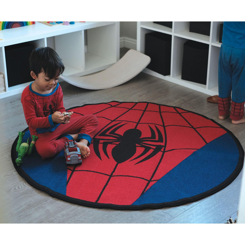 Tapis rond à imprimé logo Marvel Spider-man | 52 pouces