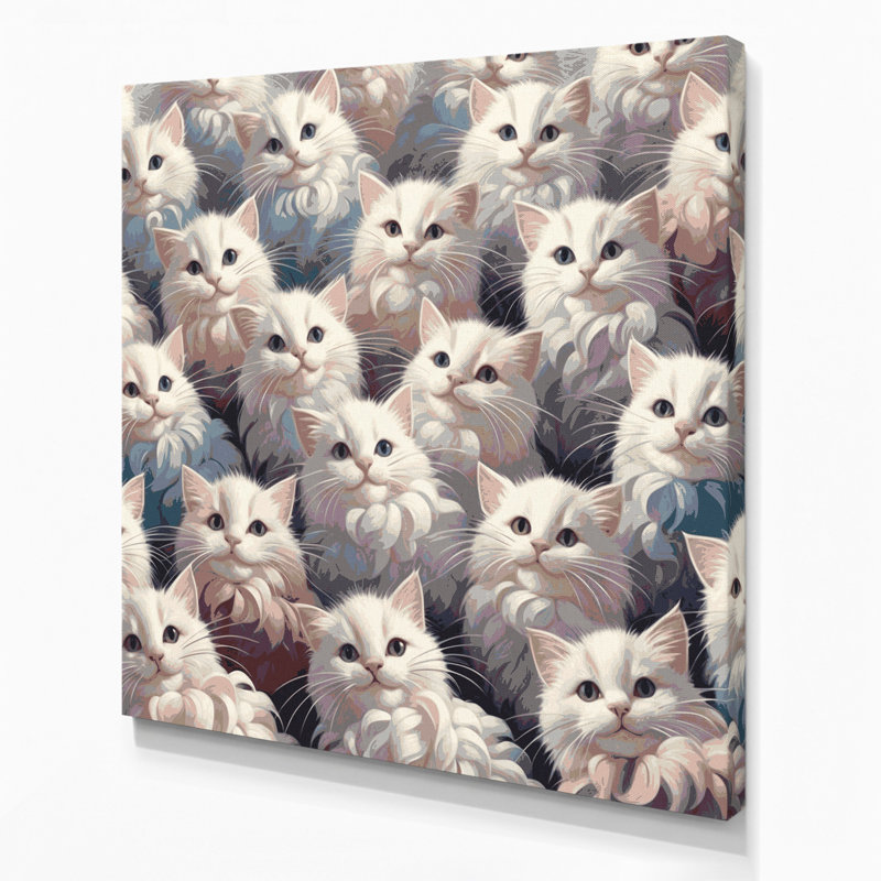 Cats Lambkin Gray Canvas Wall Art, 8" H x 8" W