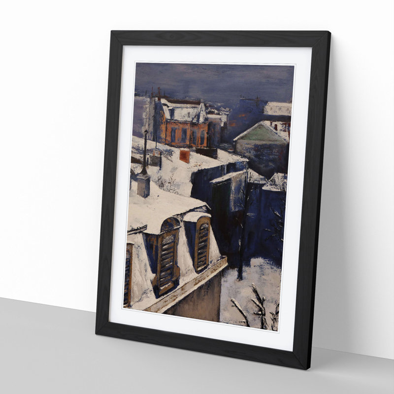 Rooftops in the Snow Vol.1 by Gustave Caillebotte - Picture Frame Painting, 36cm H x 27cm W x 2cm D, Black Framed