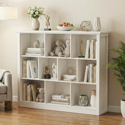 10 Cube Storage Organizer Book Shelf, Retro White