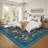 Floral Machine Washable Rug Non-Slip Farmhouse Floor Cover, Stain-Resistant Low Pile Indoor Carpet Mat for Living Room-976011406