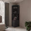 Armoire de coin Syrah avec deux portes, trois tablettes ouvertes et porte-bouteilles-789508107