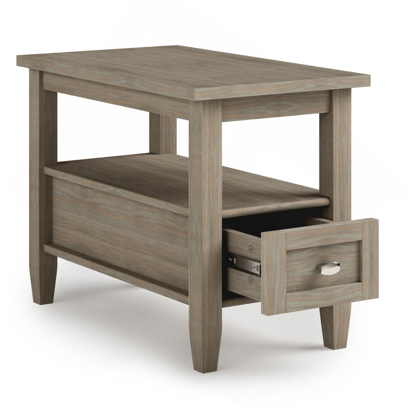 Table d'appoint transitionnelle en bois chaud Warm Shaker, Gris patiné