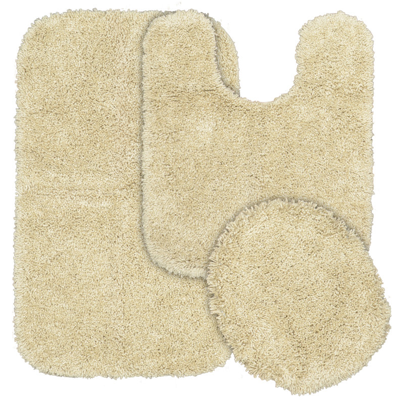 Treye 3-piece nylon bath mat set with non-slip backing, Lin