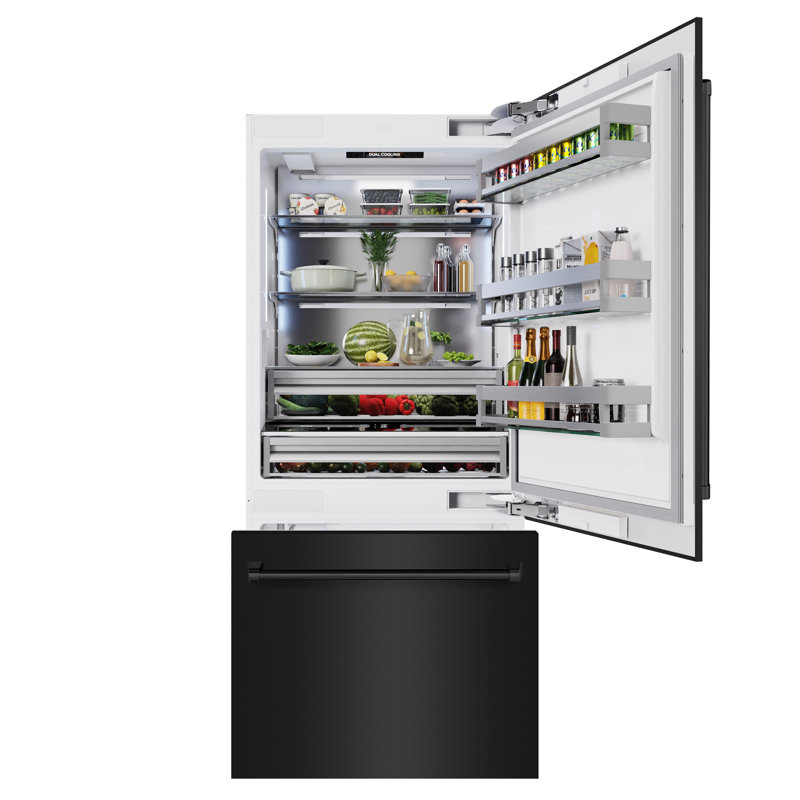 ZLINE 36 in. Built-In Refrigerator w/ Water Dispenser & Ice Maker in Black Stainless, Black Stainless Steel